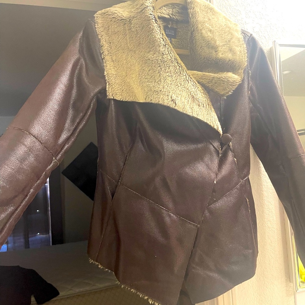 Faux Leather and Fur Jacket
